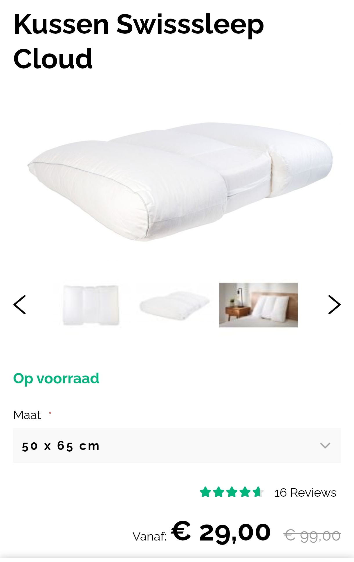70% korting op Swisssleep kussen