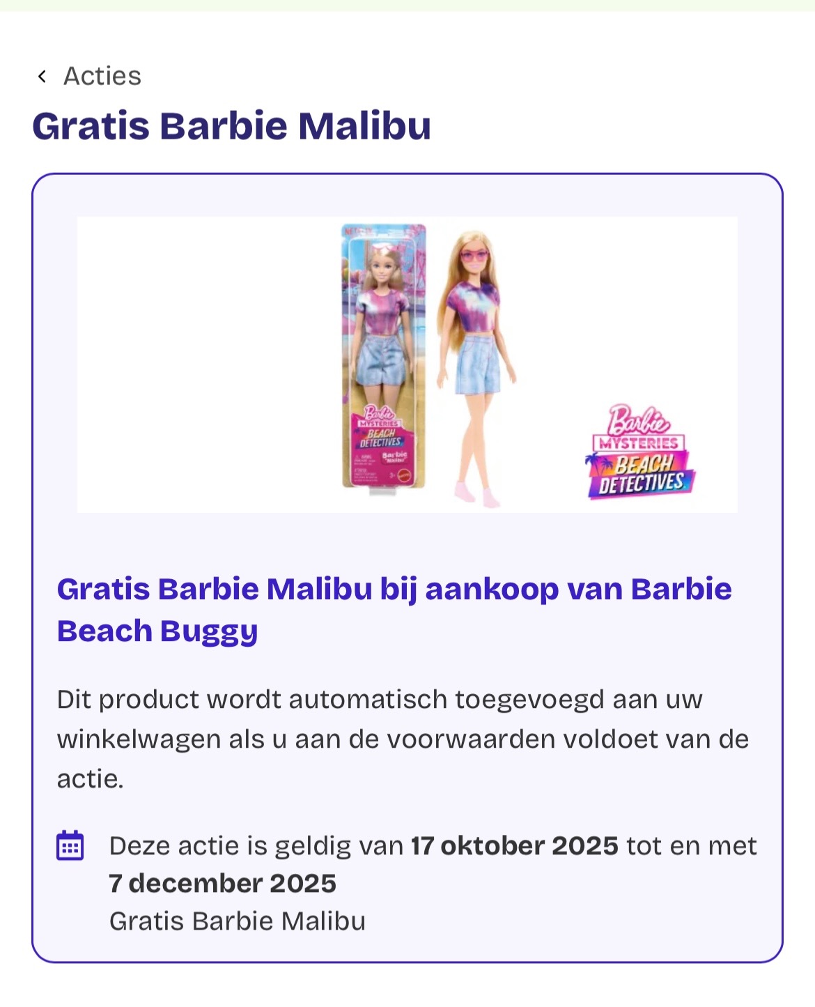 Gratis Barbie Malibu bij aankoop van Barbie beach buggy op dreamland.be