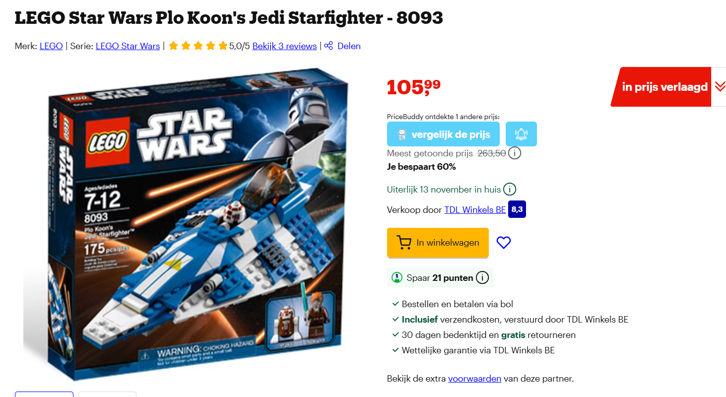 Star Wars Lego veel goedkoper