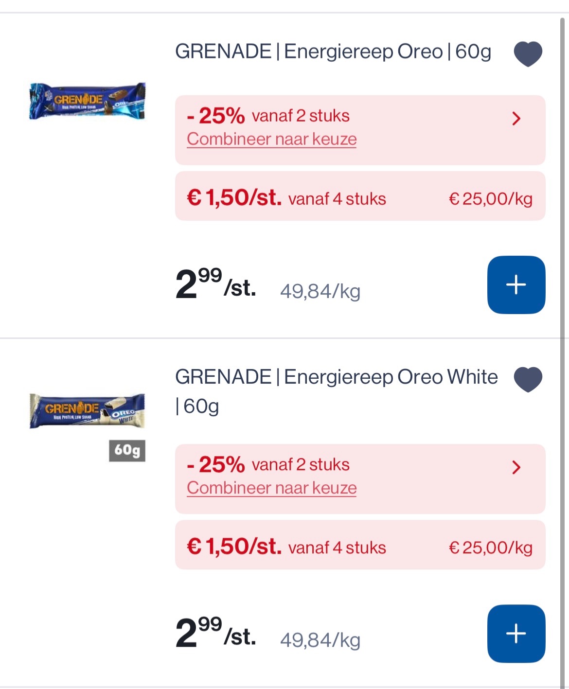 Grenade energierepen Oreo goedkoper met 25% extra
