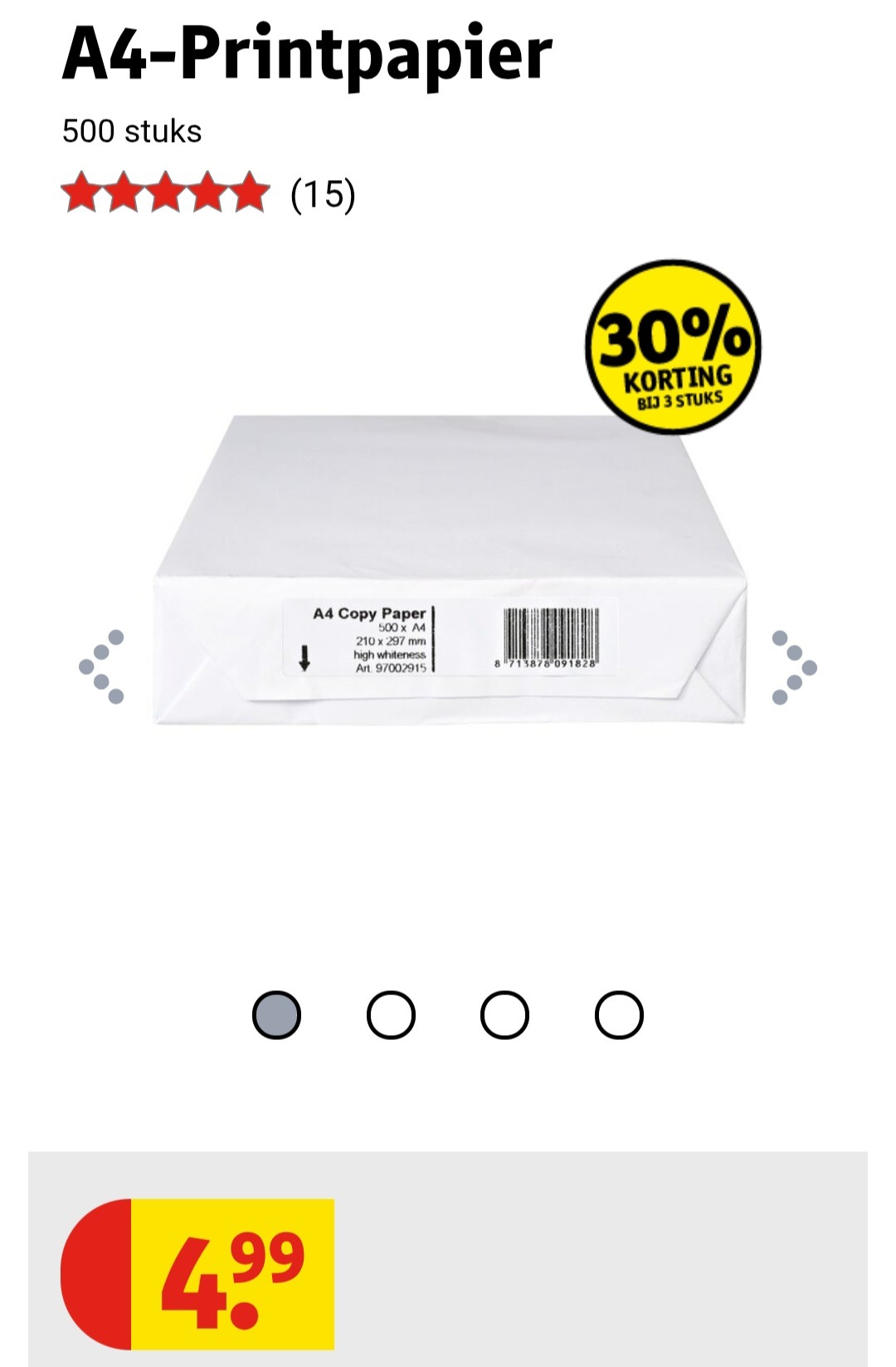 Printpapier €3,49/pak vanaf 3 stuks