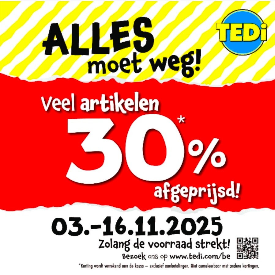 -30% op veel artikelen bij TEDi