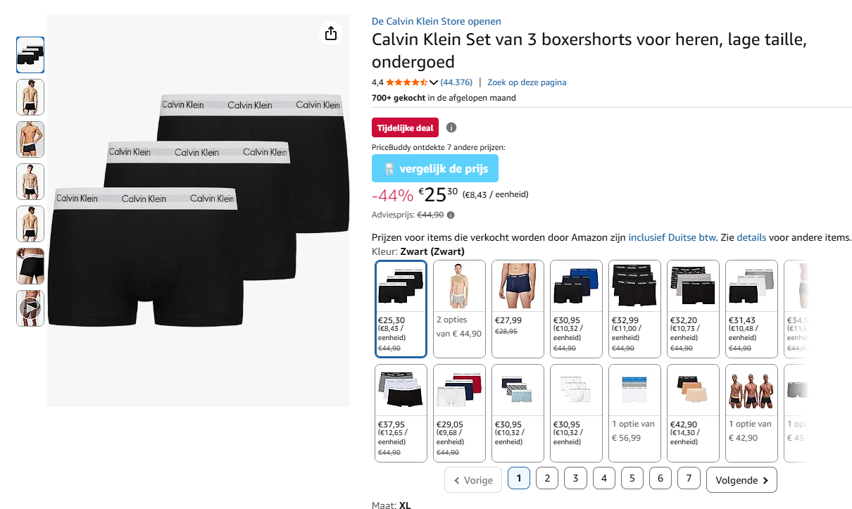 Calvin Klein Set van 3 boxershorts voor €25.30 ipv €44.90 op Amazon DE