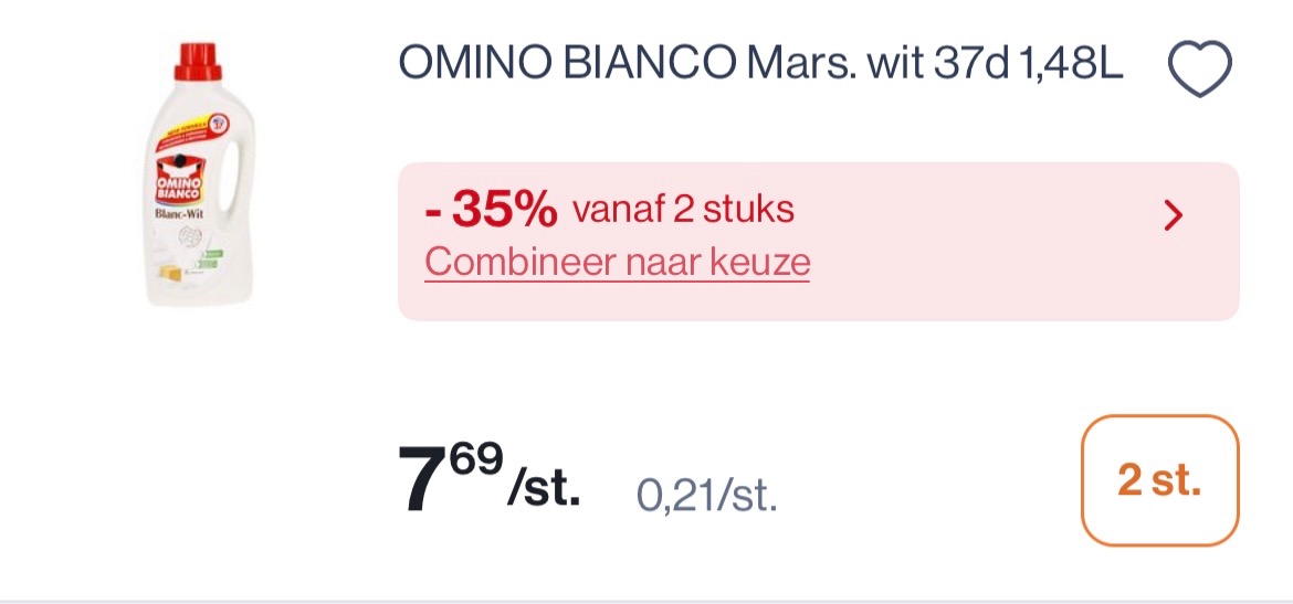 Omino Bianco mars wit en color 37 d - 10€ voor 2 stuks