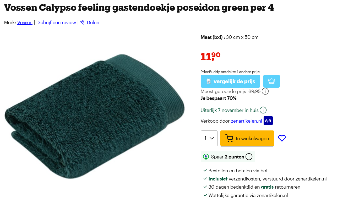 Gastendoekjes Vossen nu voor 11.90€ voor 4 stuks, elders betaal je rond de 7€ per stuk