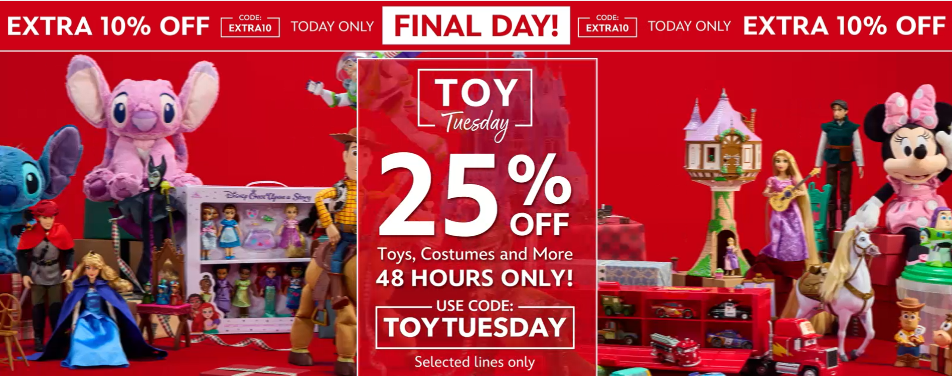 TOPDEAL! Combineer alléén vanavond 3 verschillende kortingen bij Disney Store
