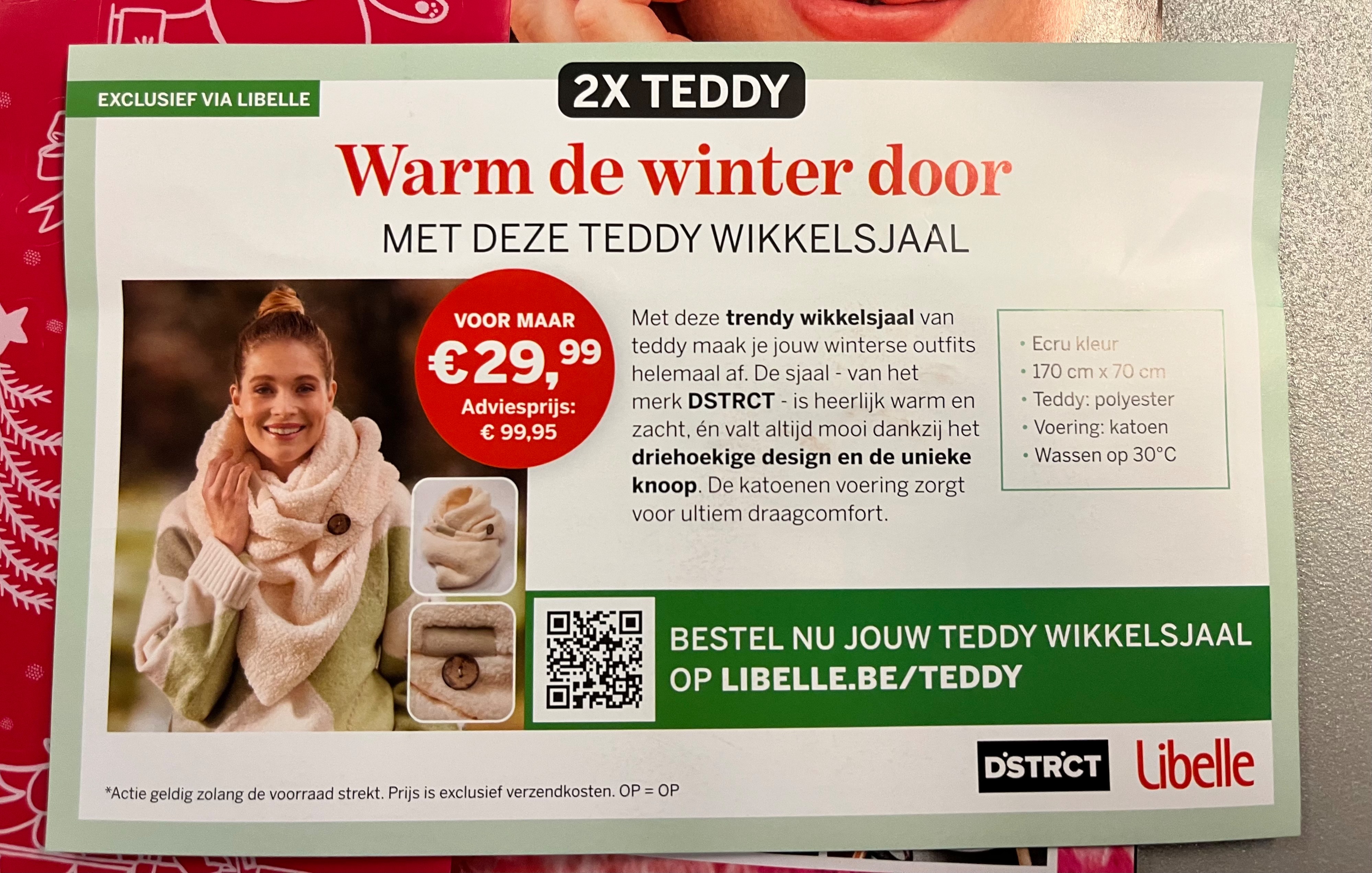 Warm de winter door met een teddy wikkelsjaal voor slechts 29,99€
