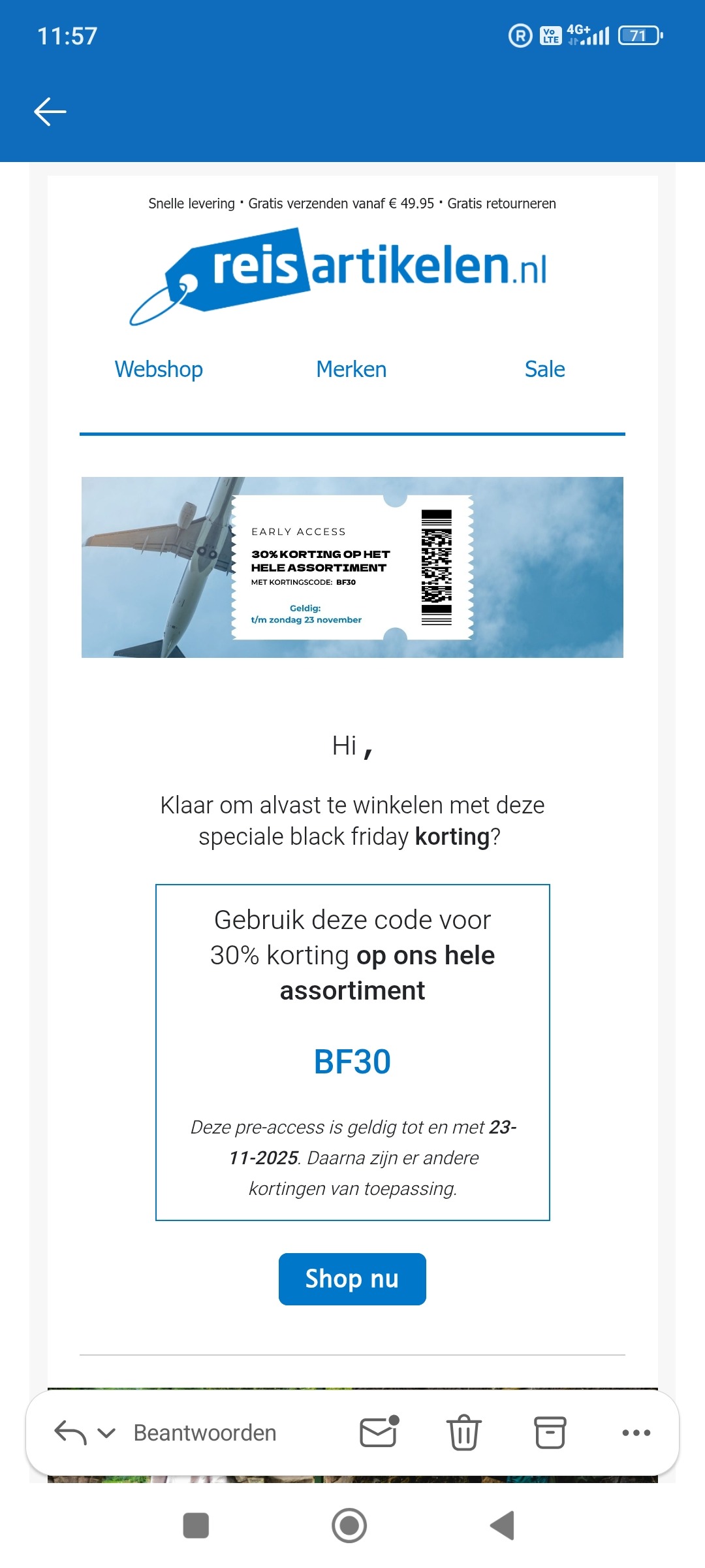 Reisartikelen.nl: 30% korting