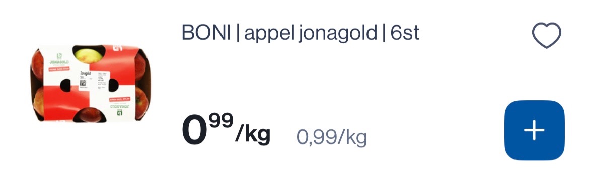 Jonagold appelen voor 0,99€/kg bij Colruyt