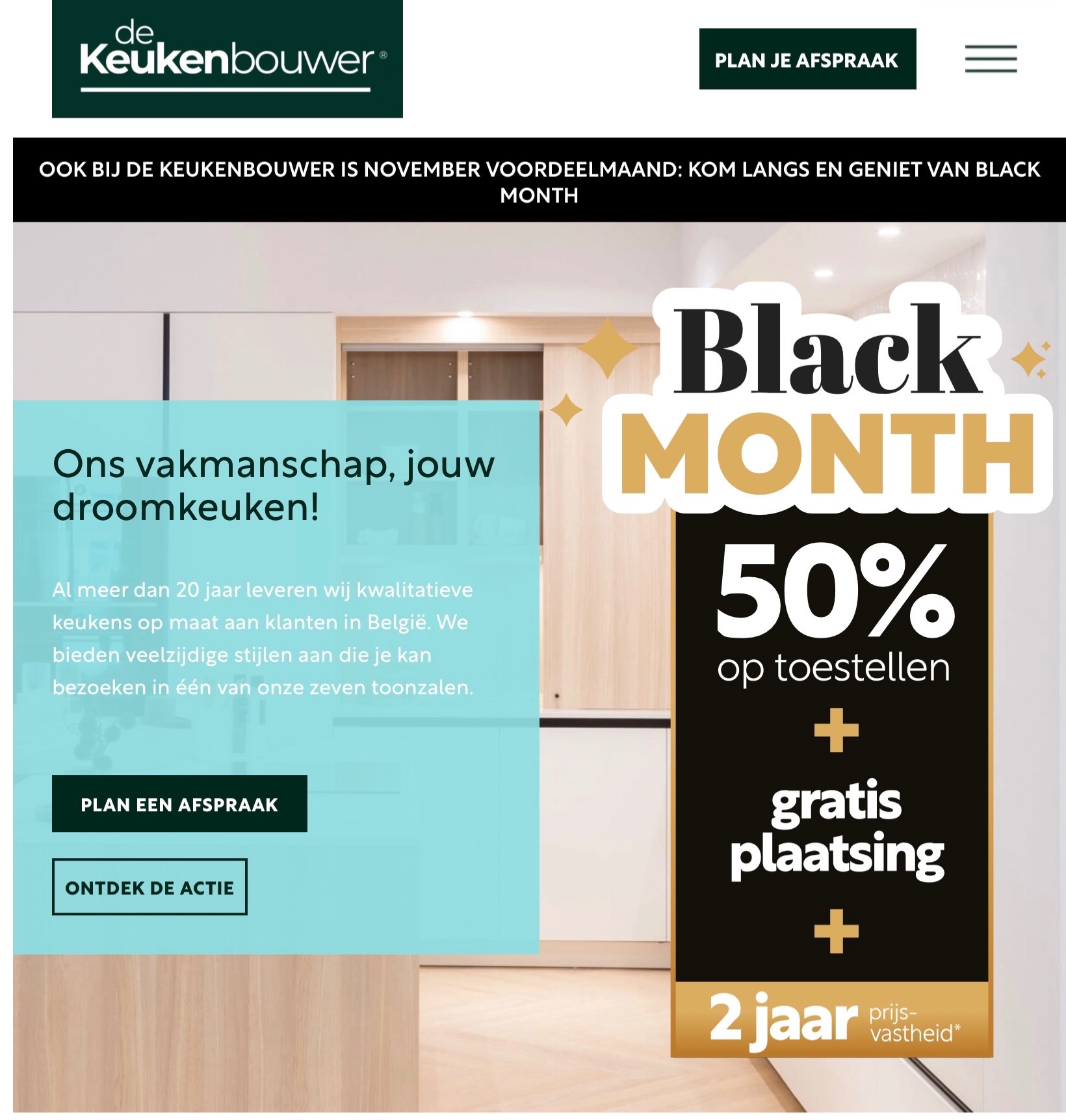 De Keukenbouwer -50% op toestellen en gratis plaatsing