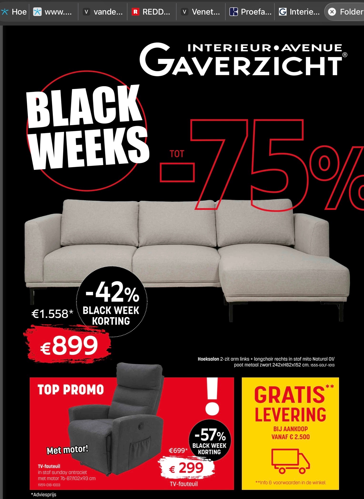 Gaverzicht tot -25% en gratis levering vanaf €2500