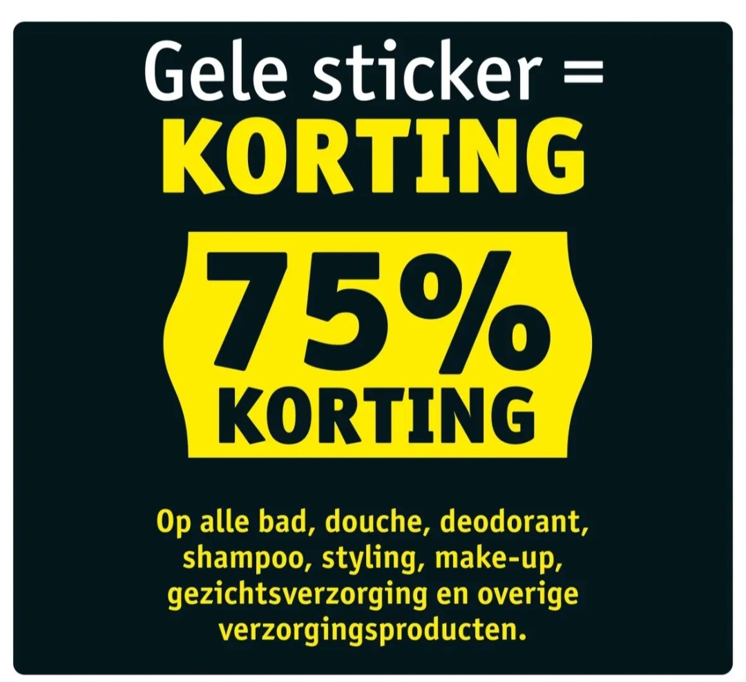 -75% gele sticker verzorgingsproducten