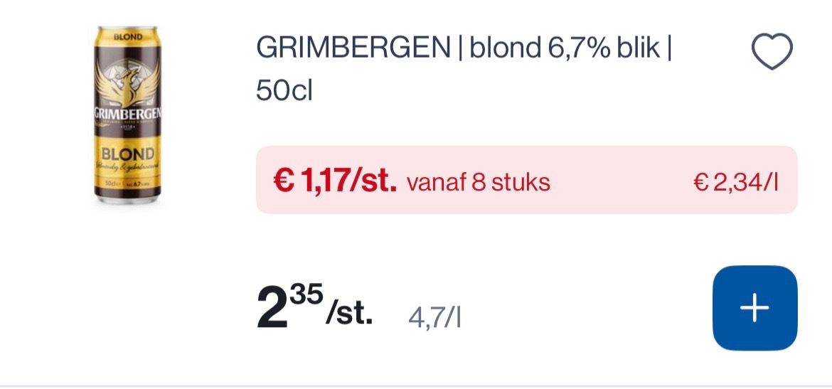 Grimbergen blond blik 50 cl -50%