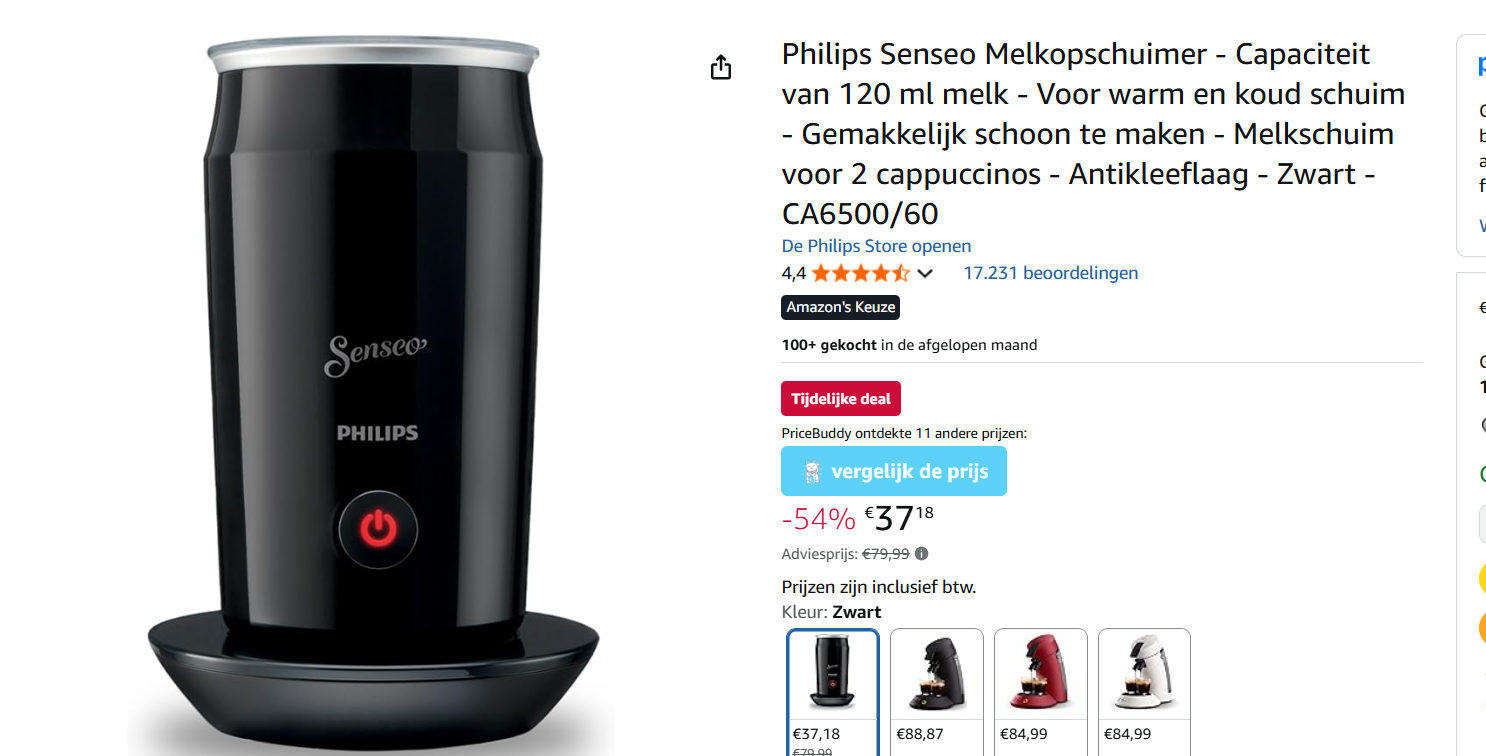 Philips Senseo Melkopschuimer nergens zo goedkoop!