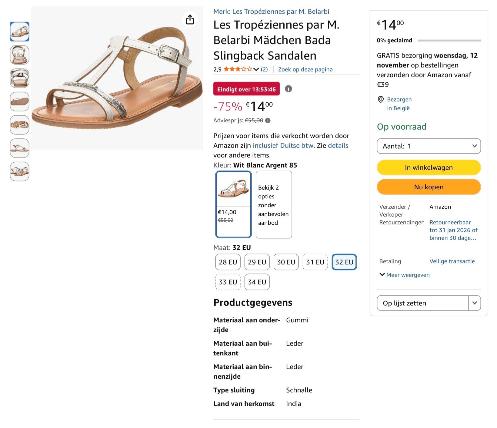 Sandalen maat 32 -75%