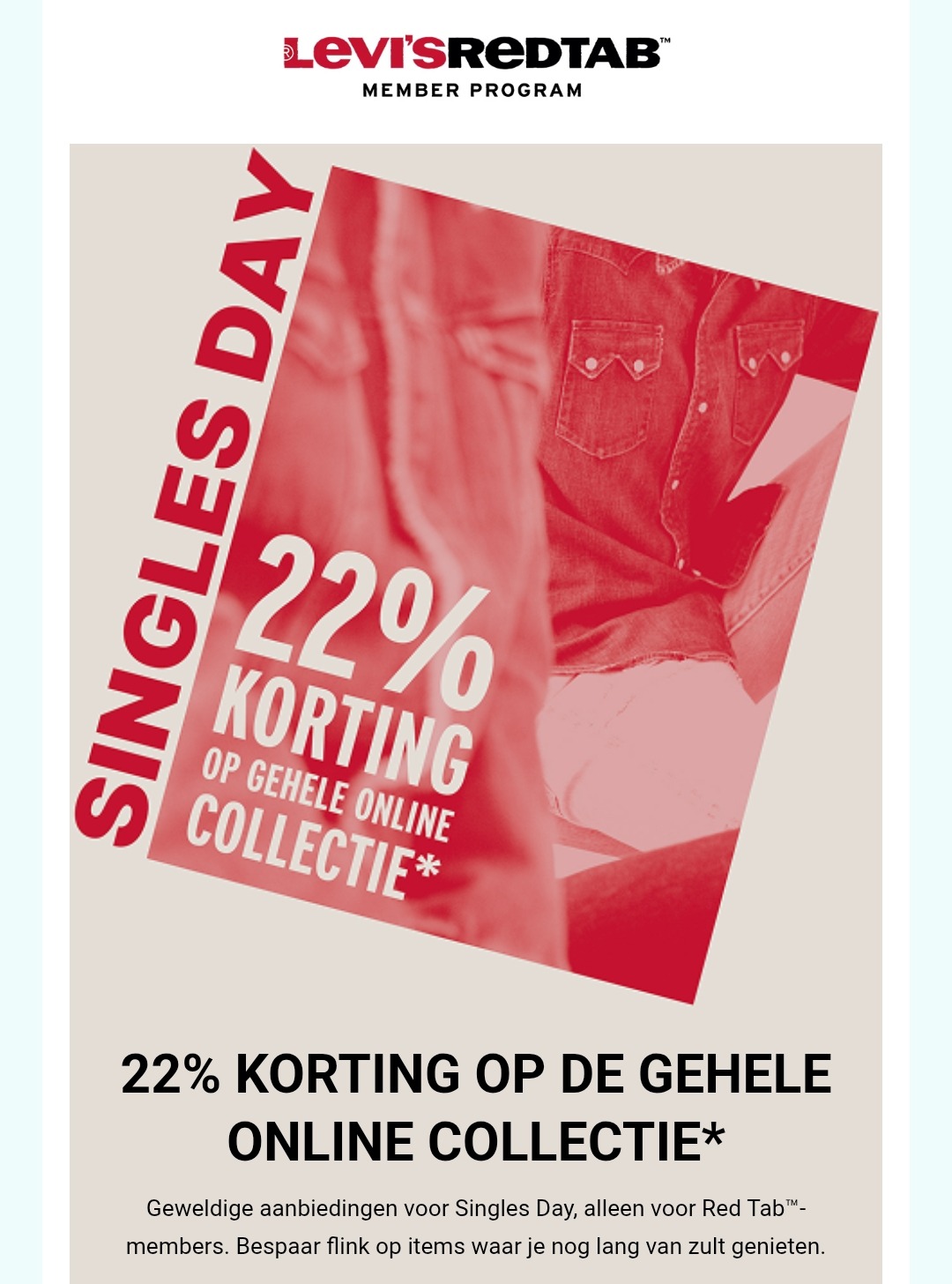 22% korting voor members van Levi's