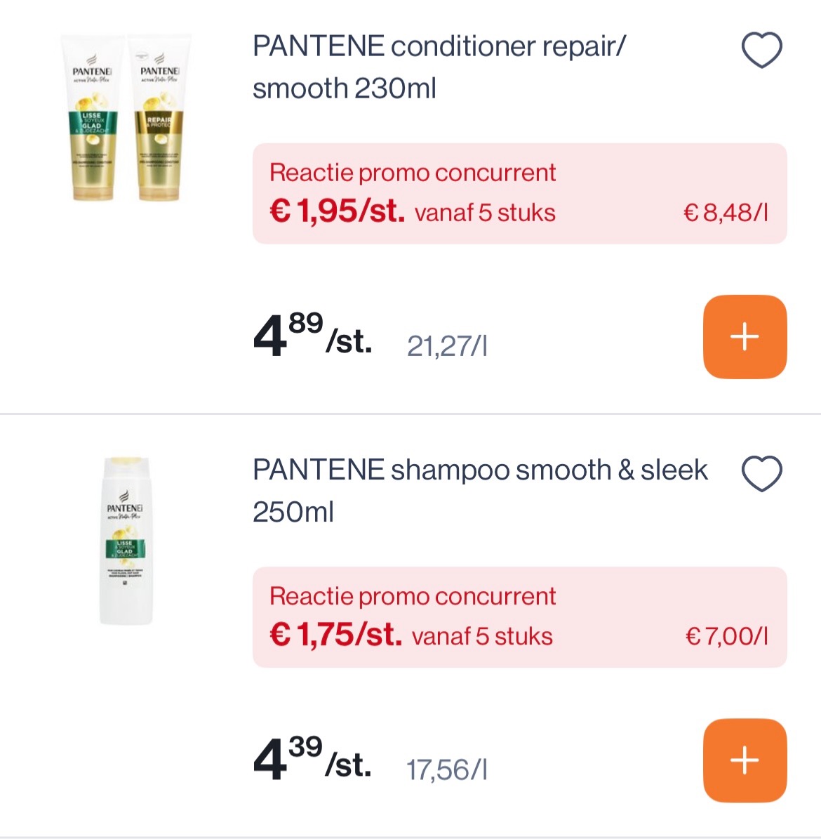 Pantene shampoo/conditioner -60%