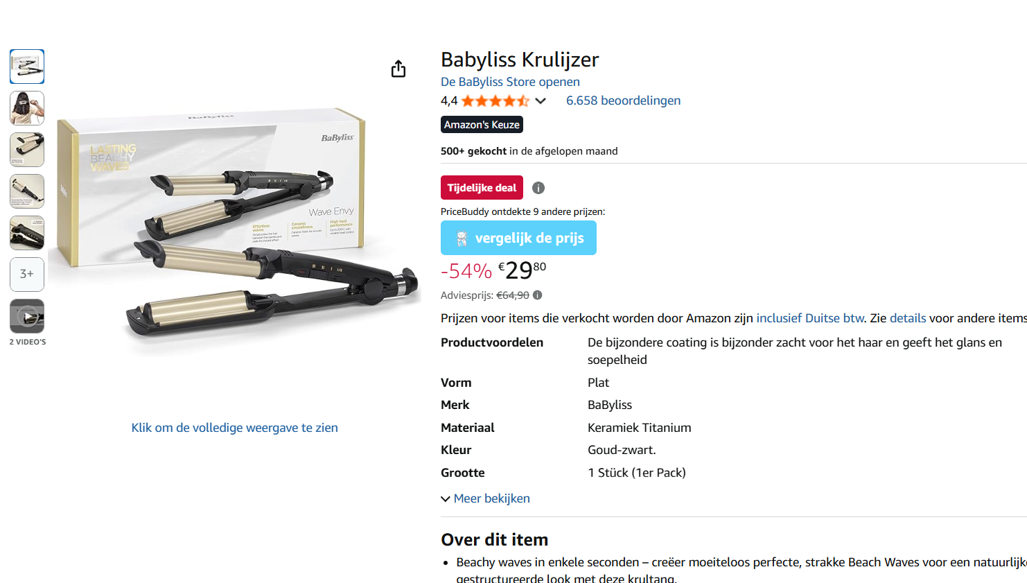 Babyliss krulijzer voor 29.80€