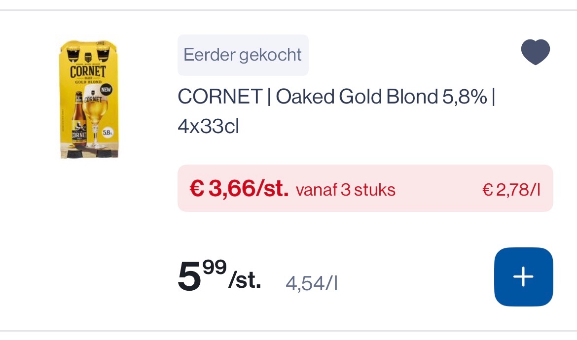 Cornet oaked gold blond 5,8% 4x33 cl goedkoper