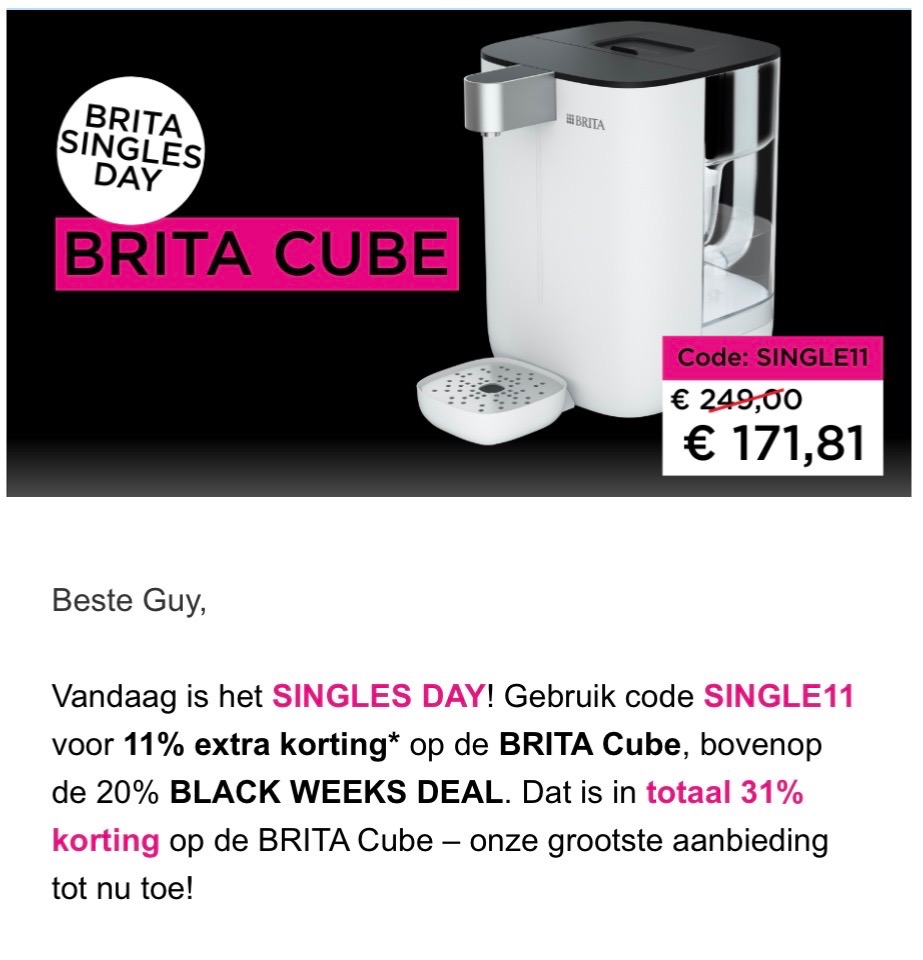 Brita Cube 20+11% korting