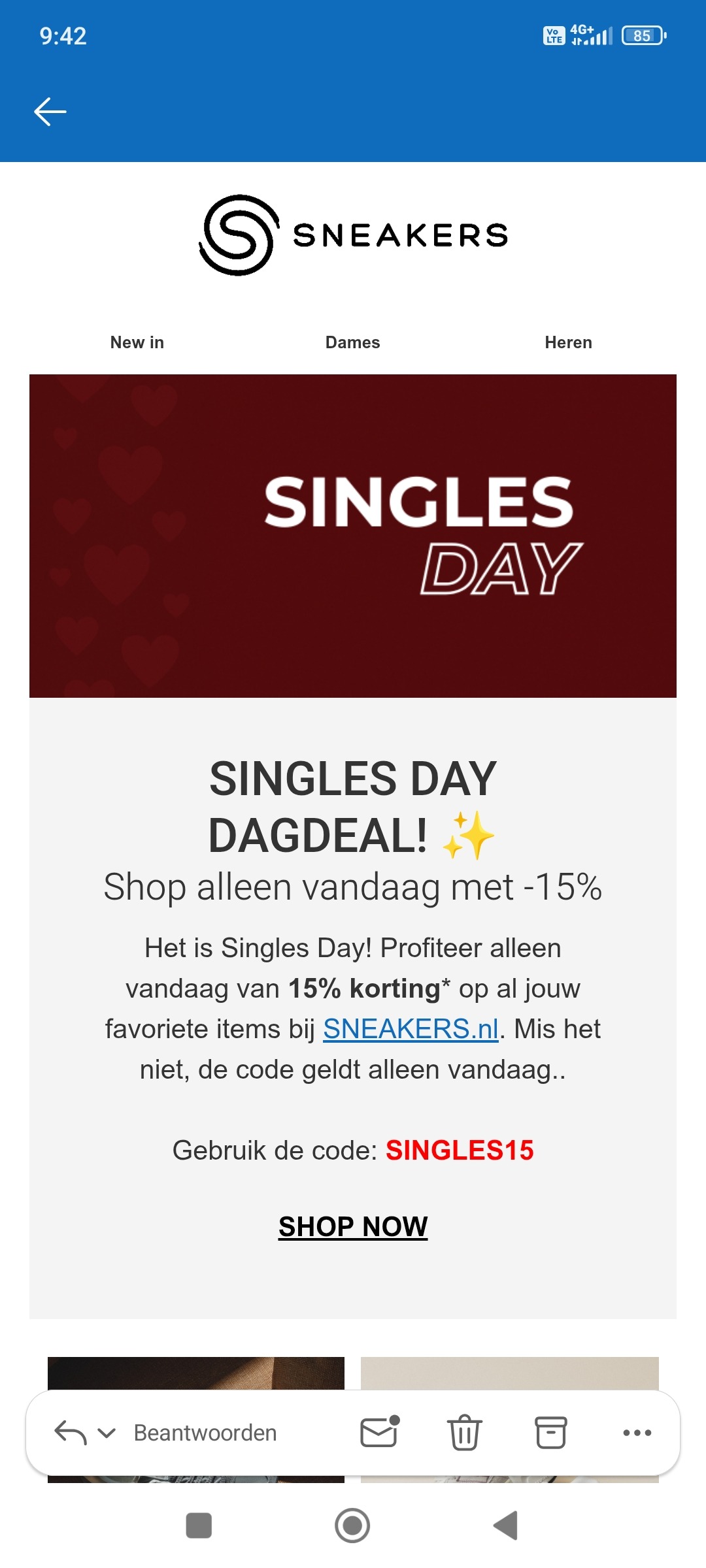 Sneakers.nl: 15% korting