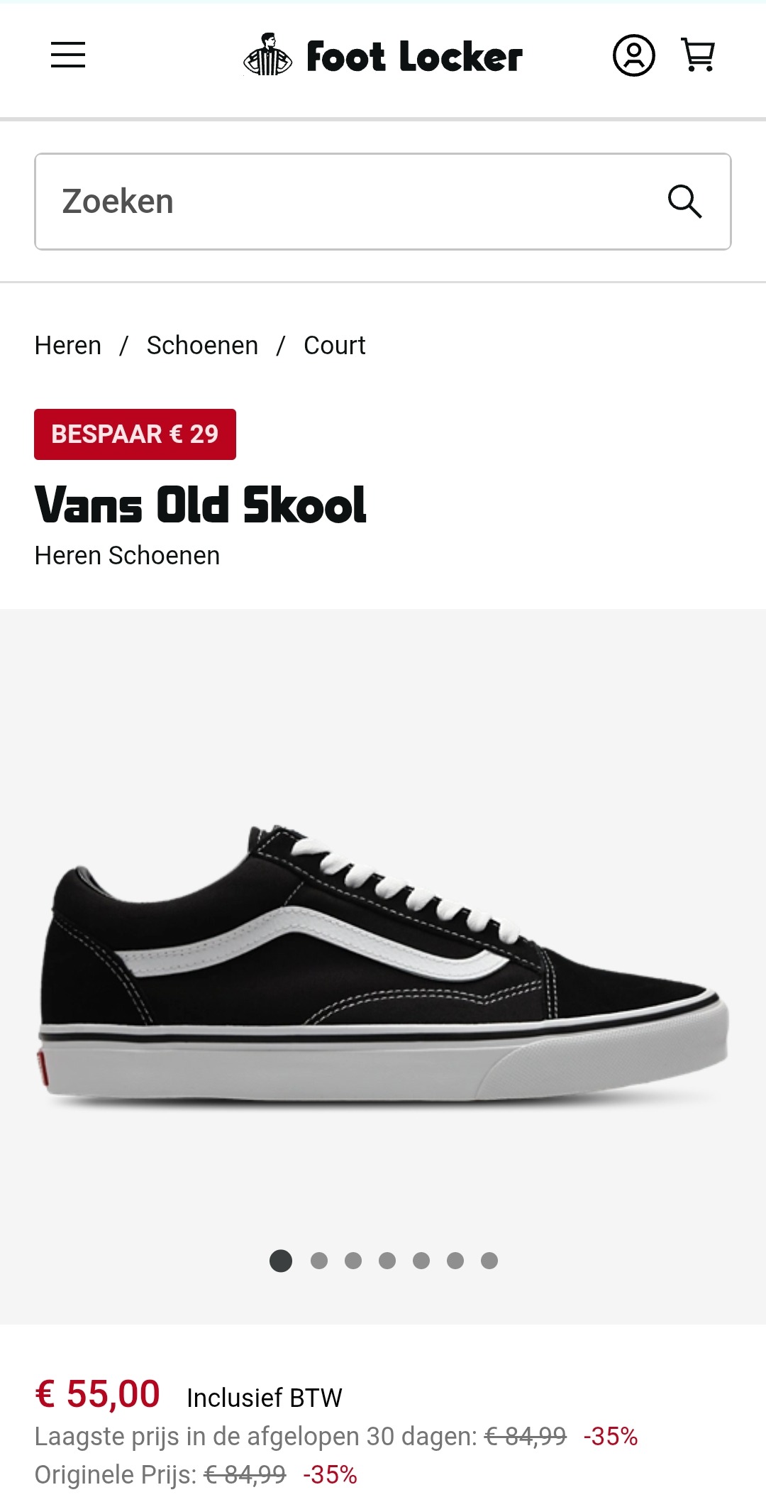Vans old shool 35% korting bij foot locker