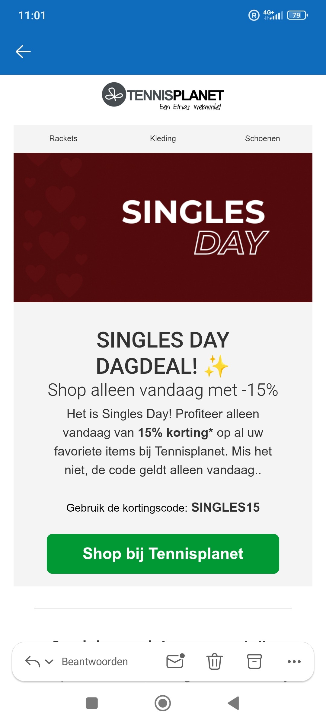 Tennisplanet: 15% korting
