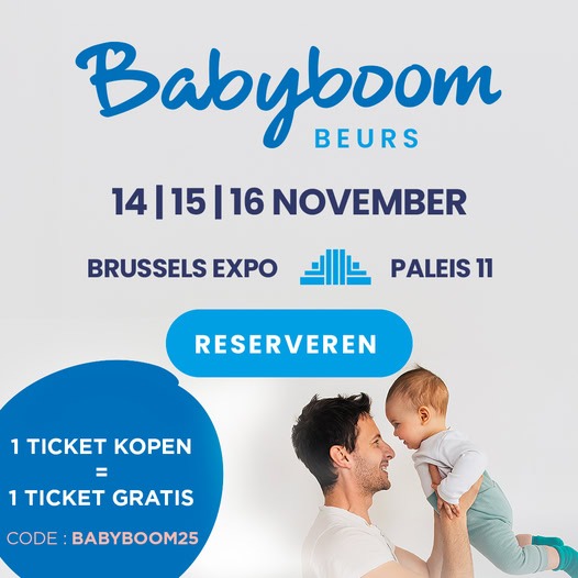 1 + 1 gratis dagticket Babyboom beurs 👶🏻