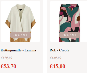 70% korting op Mayerline