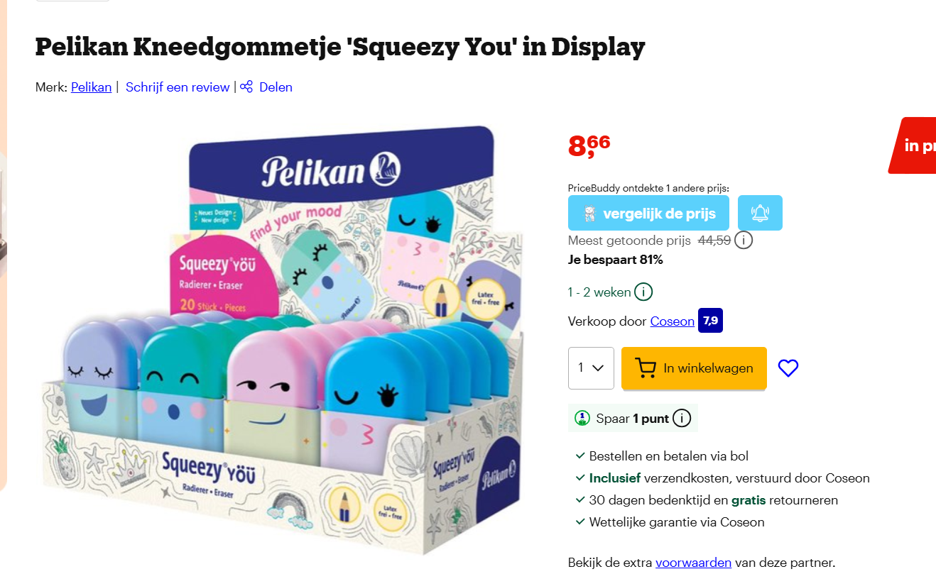 Pelikan gommen 20 stuks voor 8.66€