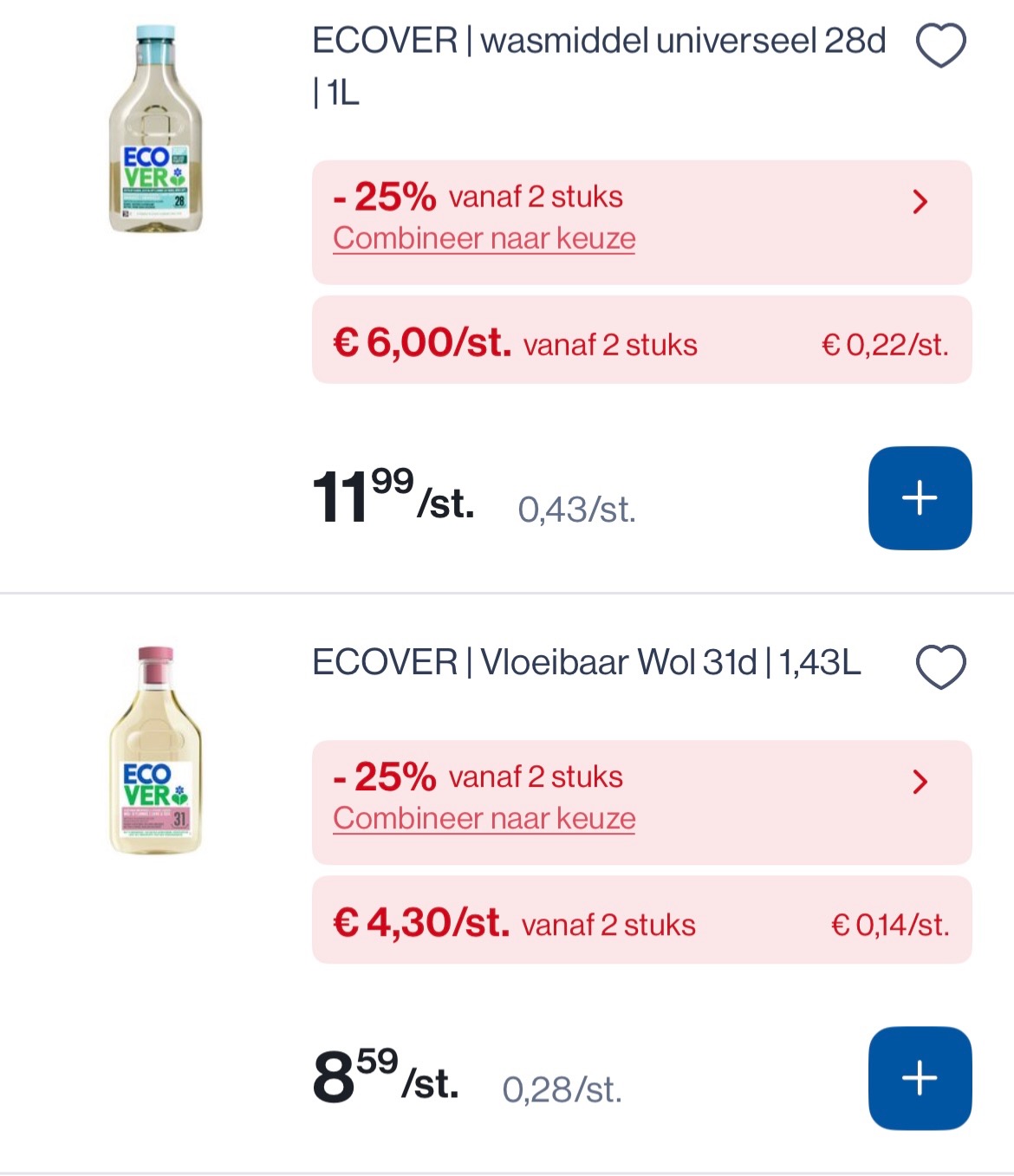 Ecover wasmiddel met mooie korting -25% extra