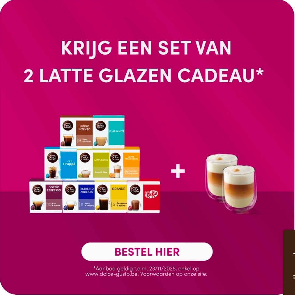 2 Latte glazen cadeau bij Dolce Gusto bestelling