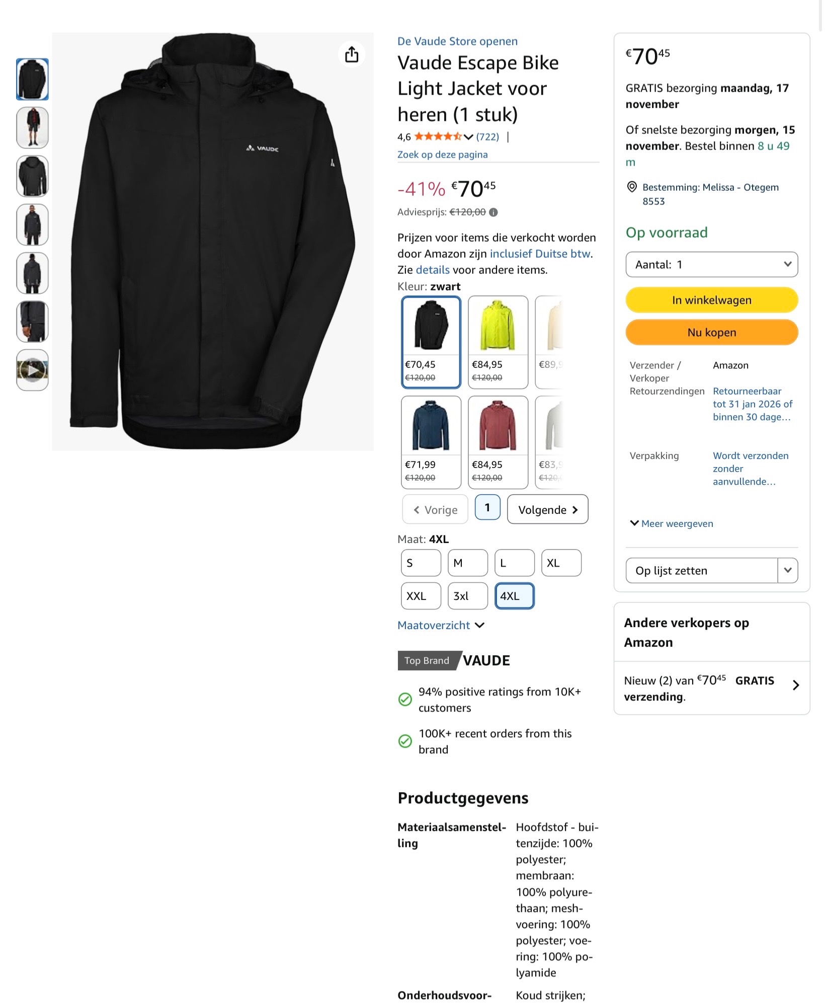 Vaude Escape Bike Light Jacket -41% korting
