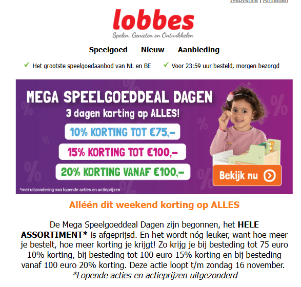 Tot -20% ✨ Mega Speelgoeddeal Dagen bij Lobbes