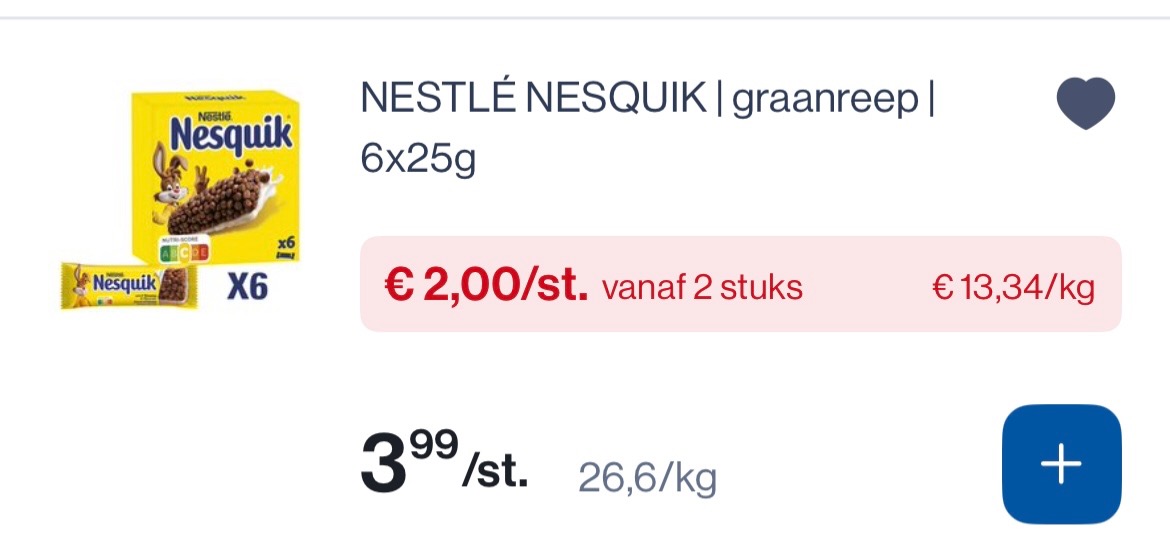 Nestlé Nesquick Graanrepen 6x25 gram -50%
