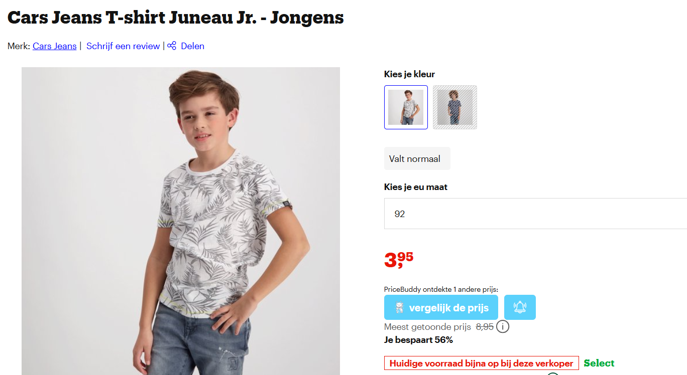 Jongens t shirt van cars bij bol goedkoop in maat 92