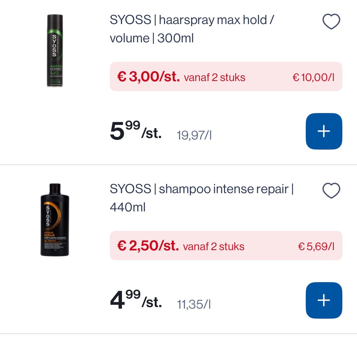 Syos shampoo/haarspray -50%