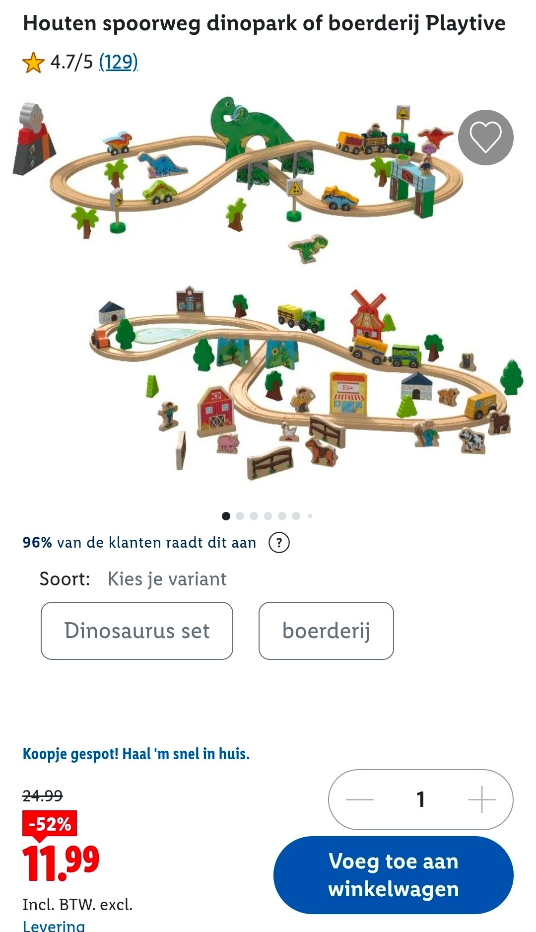 Houten spoorweg dinopark of boerderij Playtive