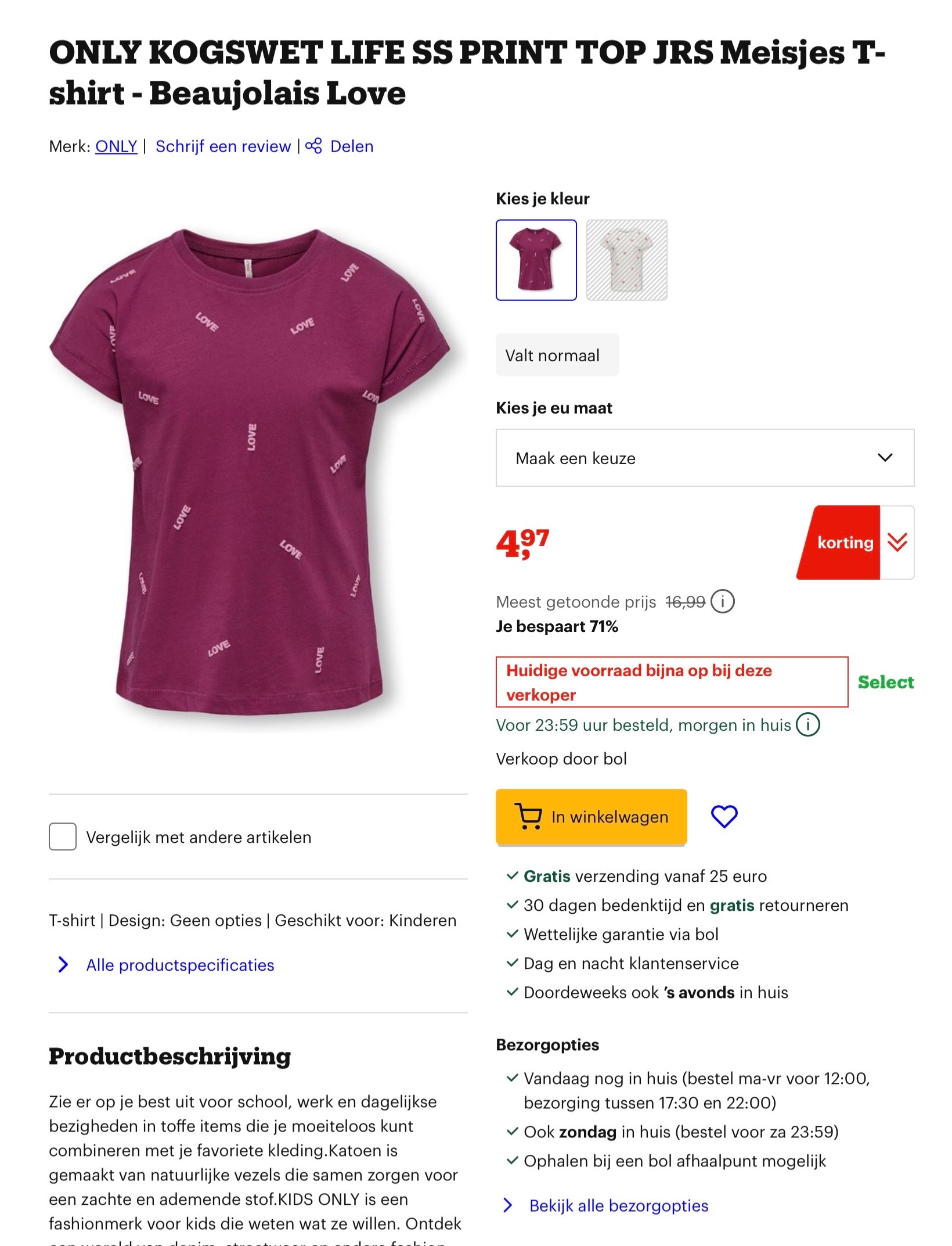 Meisjes T shirt korting 71%