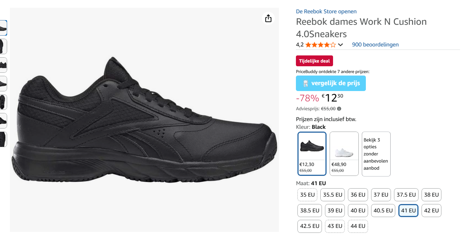 Reebok dames sneakers in maat 41 voor slechts 12.30€