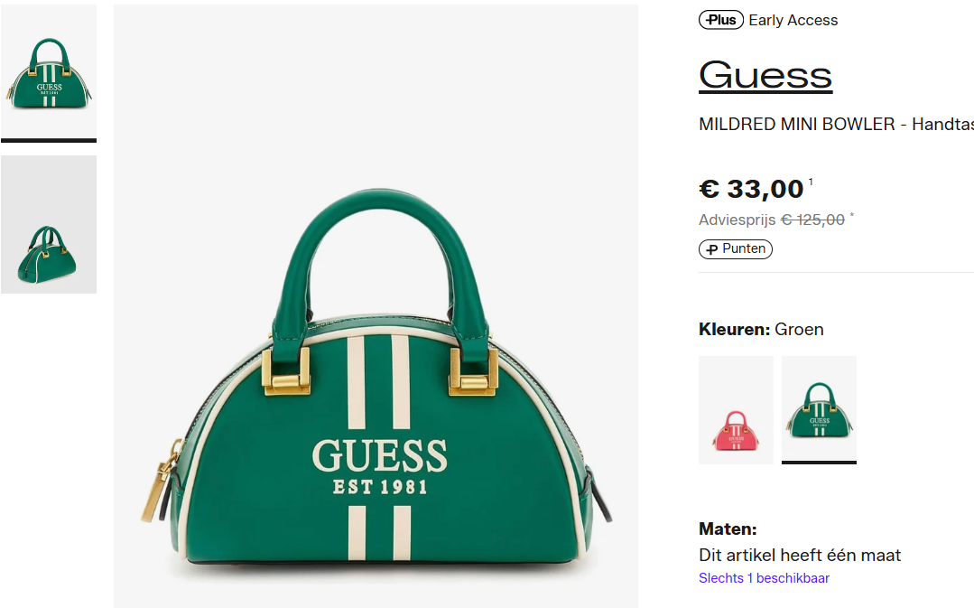 75% korting op Guess handtas