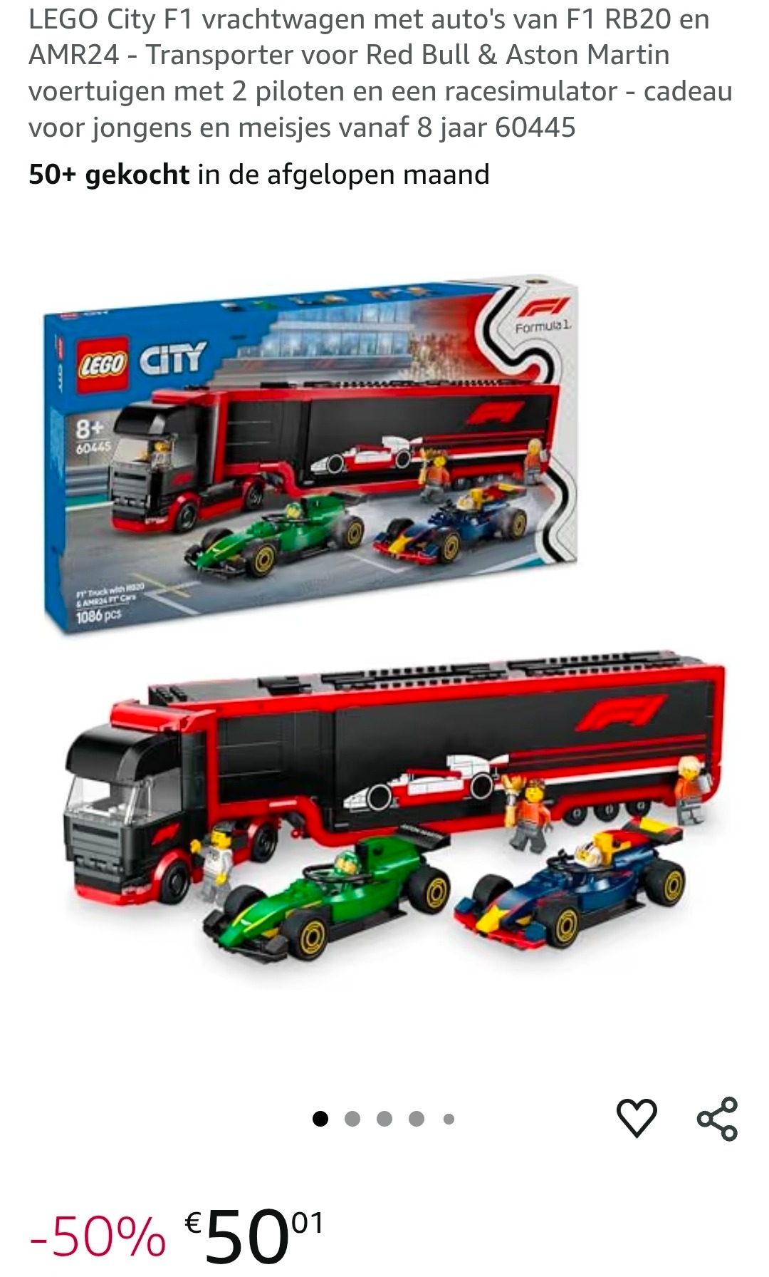 LEGO 60445 F1 Truck with RB20 & AMR24 F1 Cars