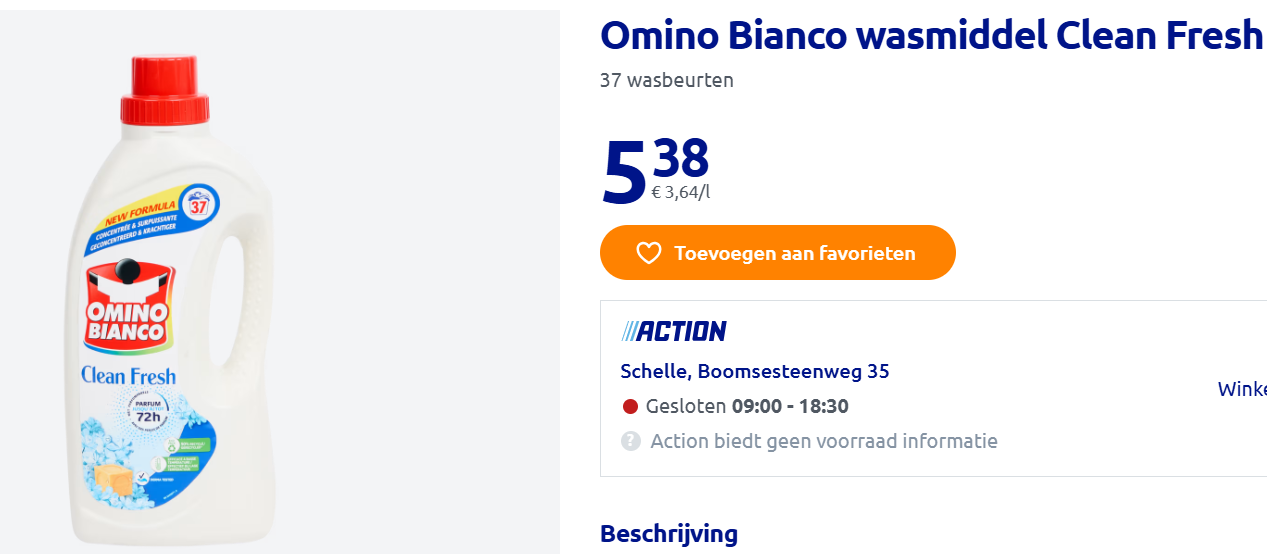 Omino Bianco wasmiddel goedkoop bij Action