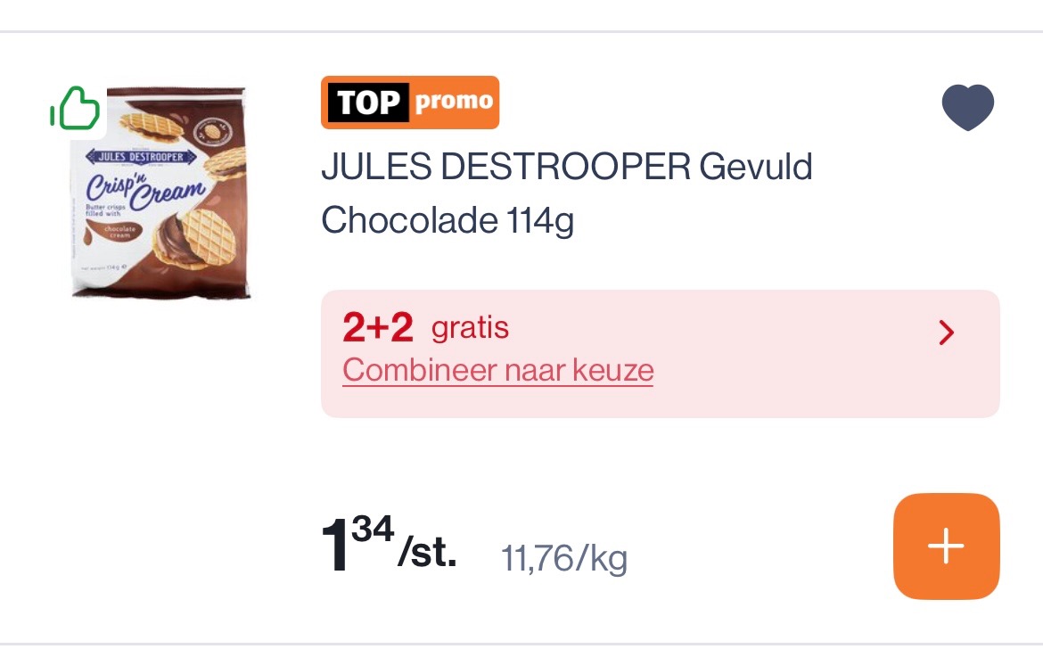 Jules destrooper gevulde koekjes met vanille en chocolade met mooie korting