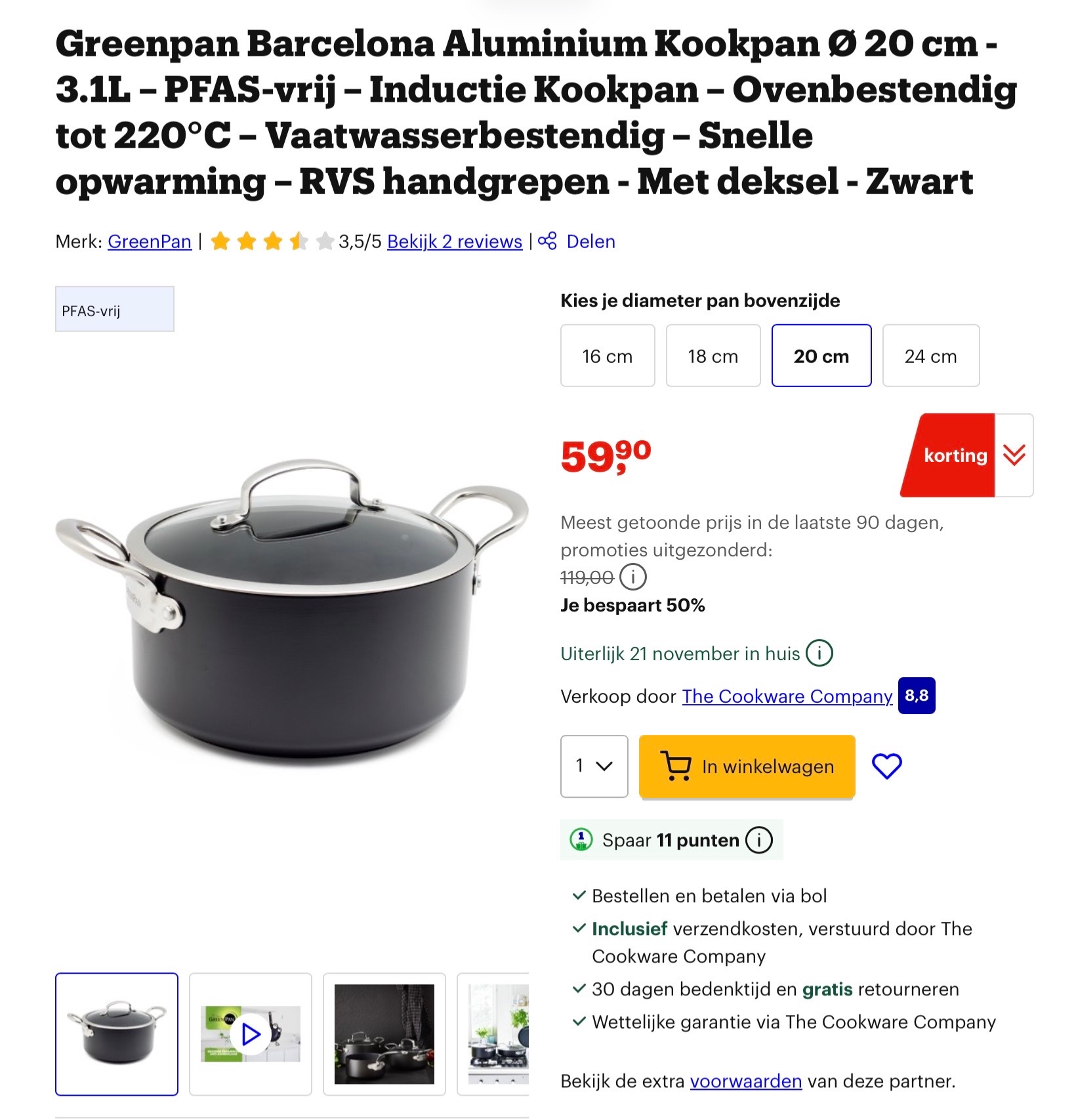 Greenpan Barcelona Aluminium Kookpan -50%