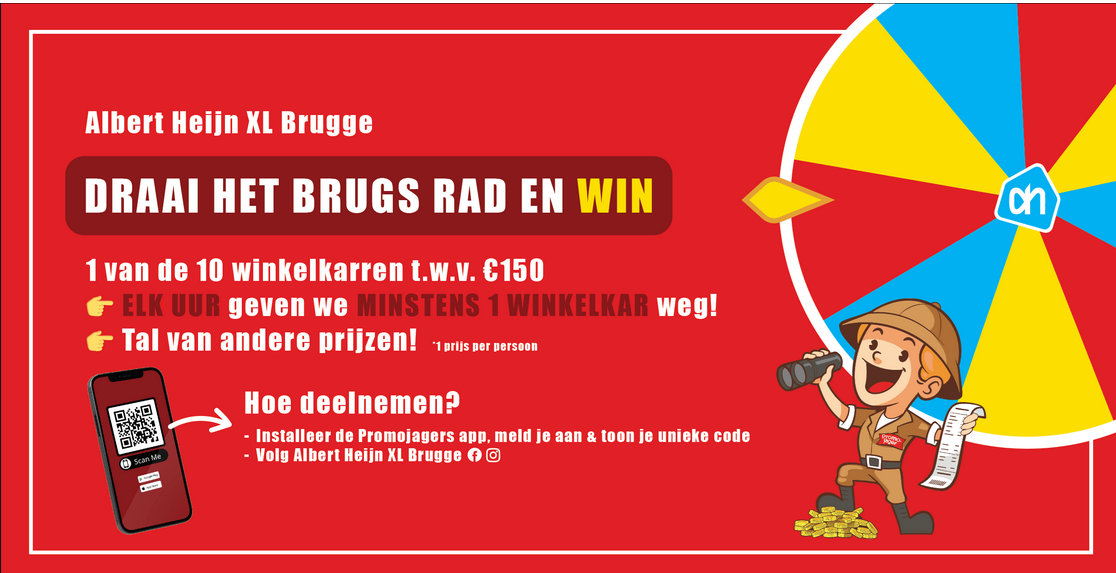 Ontdek hier je code, draai aan het Brugs Rad & WIN €150 aan boodschappen!