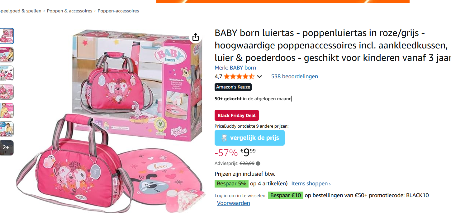 Babyborn selectie tussen 50 en 57% korting en met code nog goedkoper!