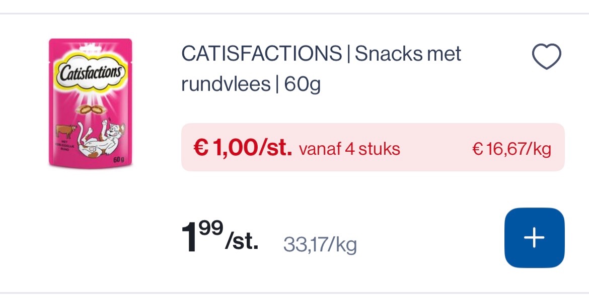 Catisfaction snacks met rundvlees 60 gram -50%
