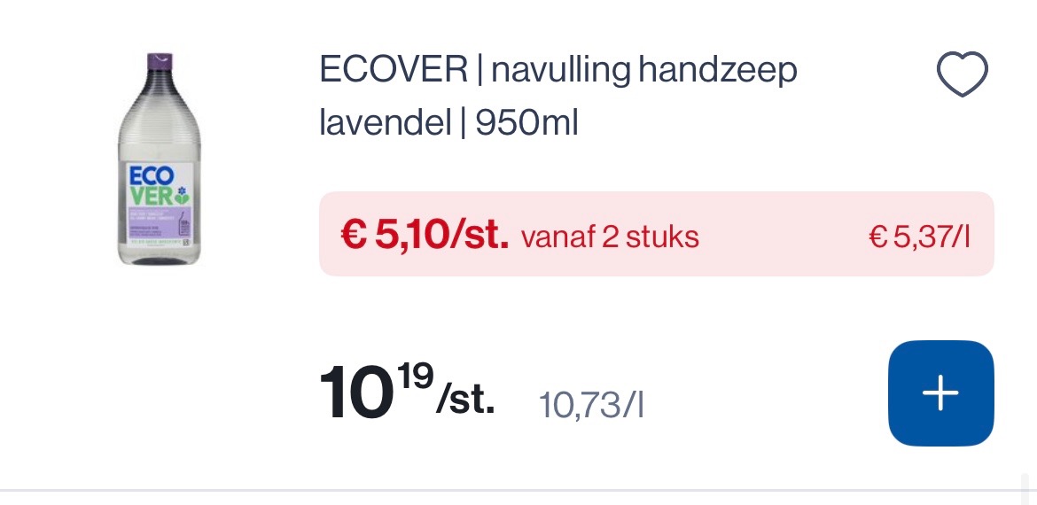 Ecover navulling handzeep lavendel 950 ml -50%