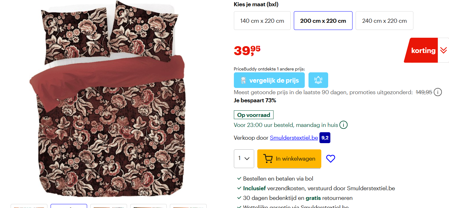 Satijnen dekbed overtrek van Kayori 200x220 met 73% korting